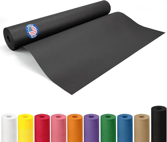 Black Kraft Paper Roll 24" x 2160" (180 feet) - USA-Made Quality Black Paper 50lb Thickness for Packing, Moving, Shipping & Crafts/Arts - 100% Recyclable Natural Wrap Material by IDL Packaging