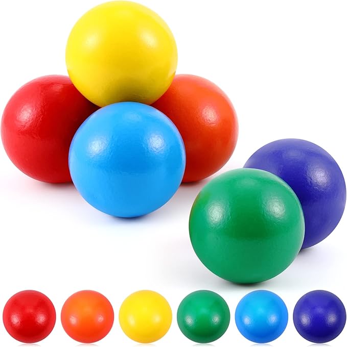Bucherry 12 Pcs Montessori Wooden Balls 1.8 Inch Wooden Replacement Ball Educational Counting Toys Preschool Learning Material for Montessori(Mixed Color)