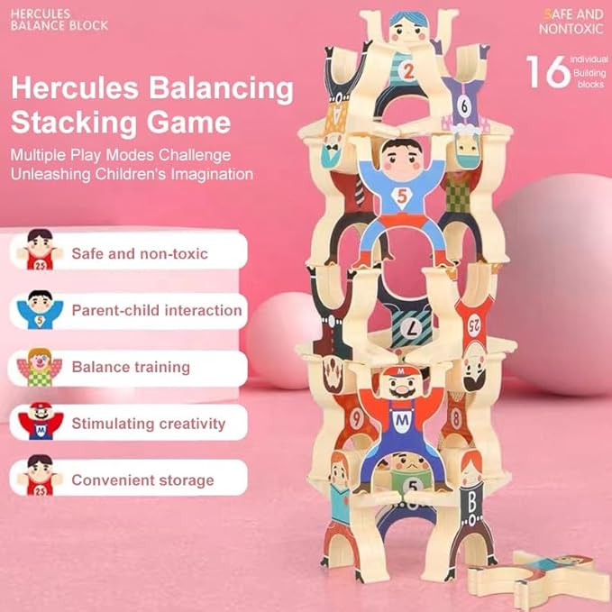 16 PCS Stacking Figure Toys, Fun Balancing Building Blocks Game for Kids 3 4 5 6 7 8 + Years Old Boys and Girls, Family Stacking Games Gift, K Trends.