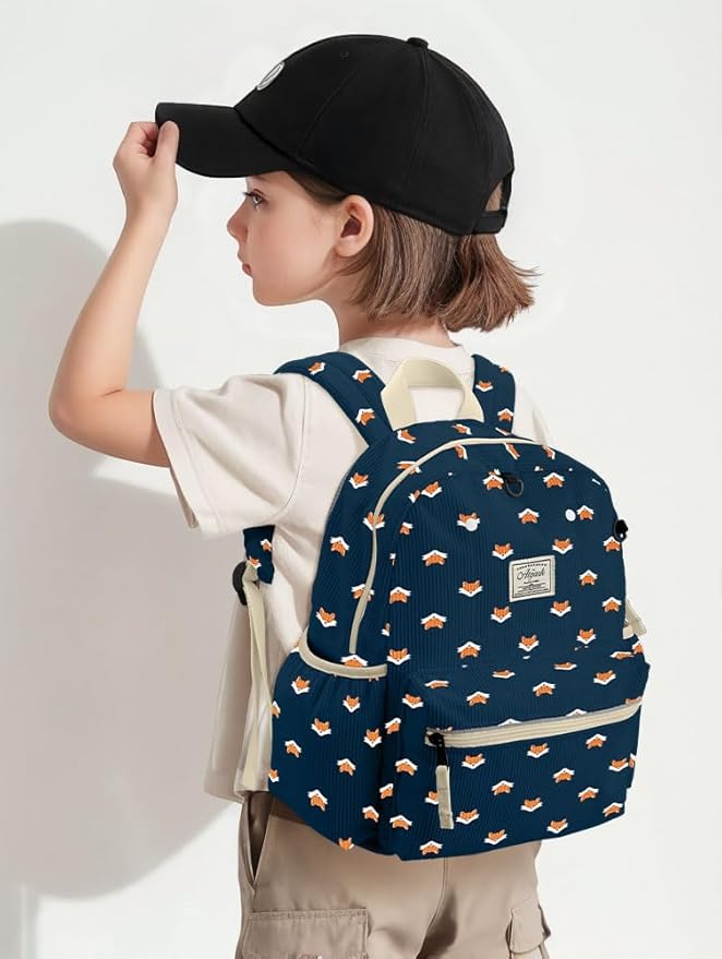 Corduroy Toddler Backpack for Boys 2-5: Preschool Backpack for Girls - Cute Kids Backpack 13.5" H Fit Folder