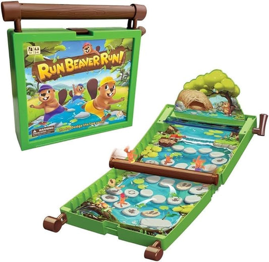 A Fast-Paced Family Board Game with Rolling Log Travel-Friendly Design Perfect for Kids Ages 5+ 2-4 Players Includes Beaver Pieces and Gameboard