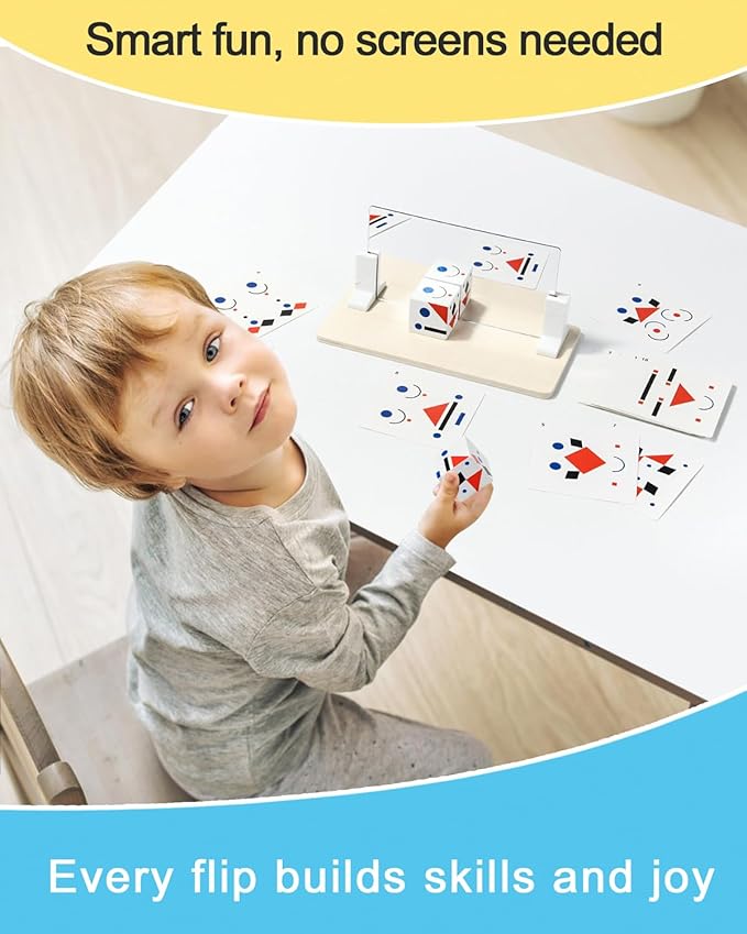 2 Pcs Wooden Mirror Cube Puzzle Game, Spatial Thinking & Pattern Matching Puzzle Game, Educational Board Game Toy for Kids and Adults