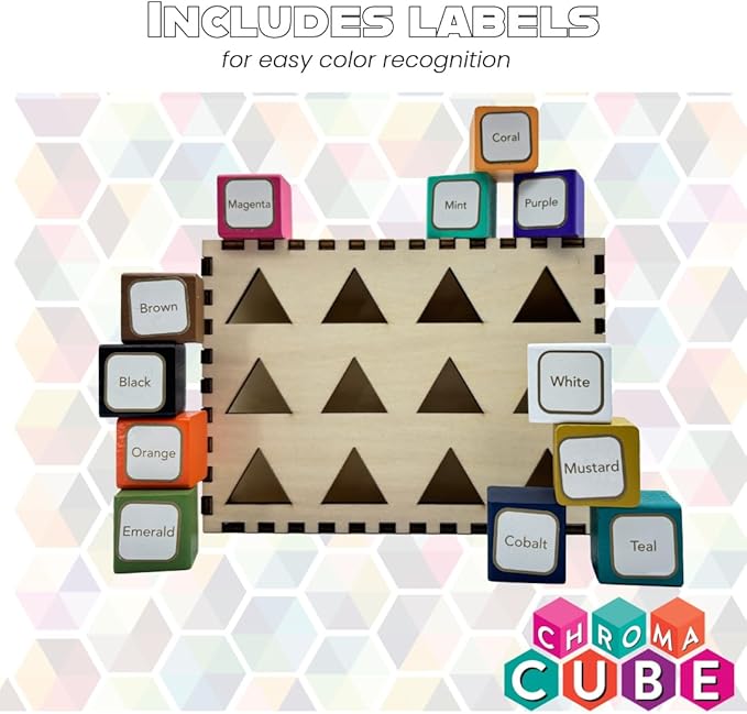 Project Genius: Chroma Cube, A Colorful Logic Puzzle, 12 Colorful Wood Blocks, 25 Brainteaser Cards, Puzzle, Great Gift, 1 Player Game Logic
