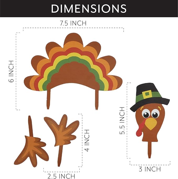Decorae Halloween Pumpkin Decorating Kit (Turkey Set), 4 Reusable Metal Accessories for Fall Pumpkin Face Decorating with Turkey Body Parts