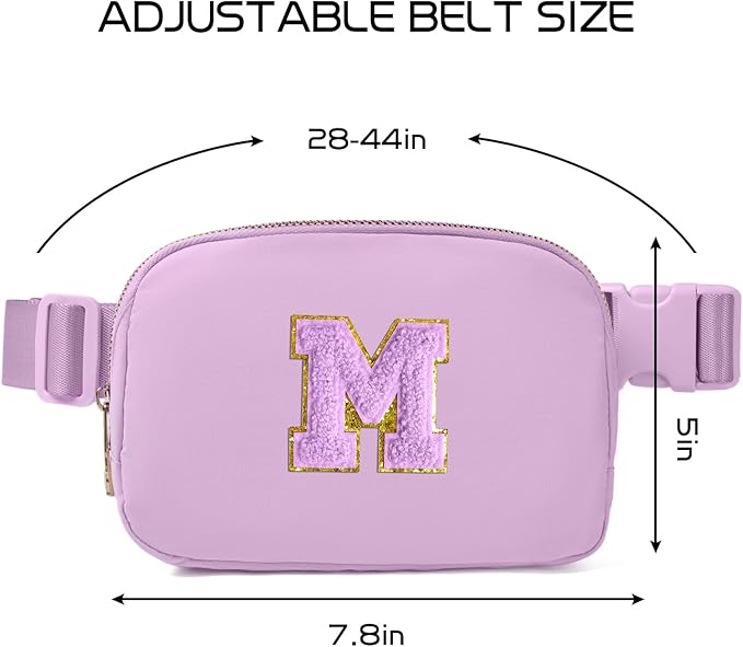 Gitus Gifts for 8 9 10 11 12 Year Old Girls Belt Bag Fanny Pack Crossbody Bags with Initial Letter Patch Cute Stuff Birthday Gifts for Teen Girls Women Personalized Trend Stuff (Lavender-M)