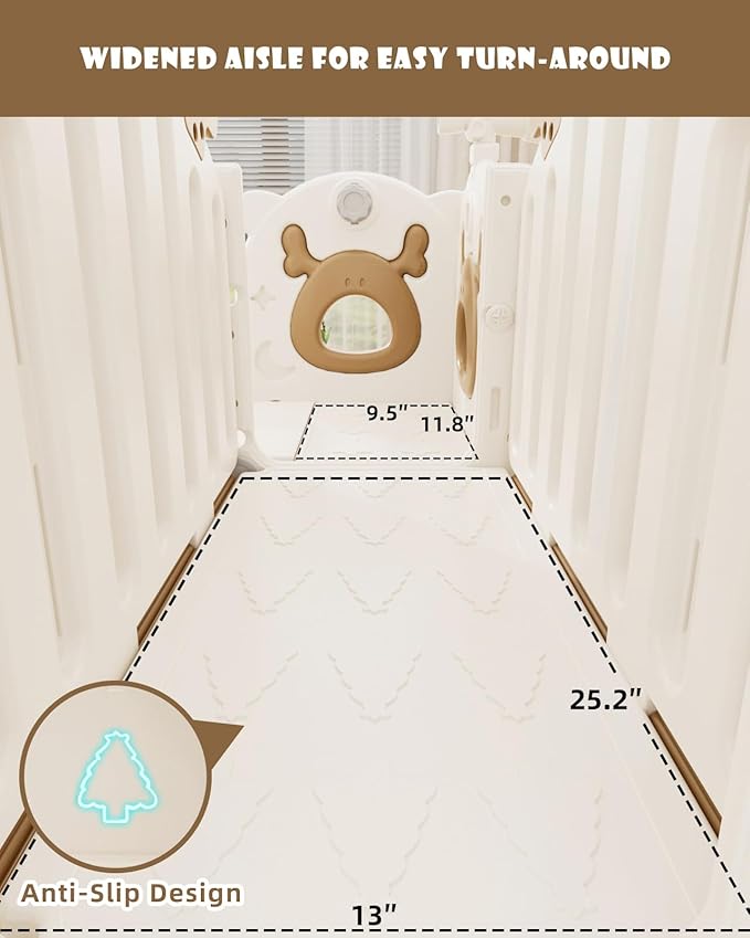 XJD 13-in-1 Toddler Slide and Swing Set, Kids Slide for Toddlers Age 1+, Toddler Outdoor Playset New Upgrade with Golf Set, Basketball Hoop, Drawing Board for Playground (Brown White)
