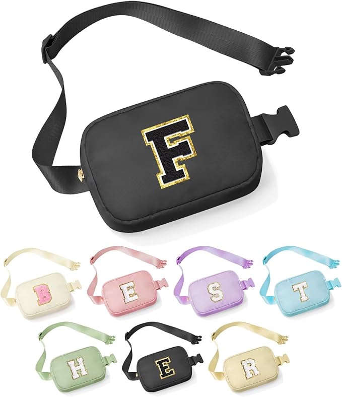 YOOLIFE Best Friends Gift - Black Initial Crossbody Bag for Women