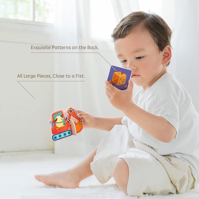 Toi 6 Packs Large Piece Toddler Jigsaw Puzzles for Kids Aged 2.5+, Animal Shaped Floor Puzzles for Beginner, Preschool Learning Game for Boys Girls, Shape Vehicle