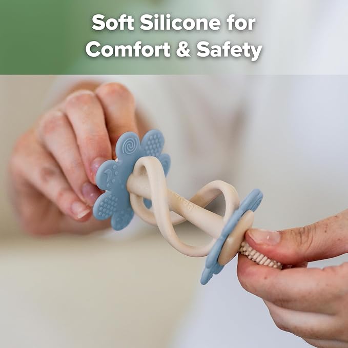 haakaa Silicone Baby Teether Toys,Nipple-Shaped End for Gum Massage,360Β° Baby Toothbrush Head for Self-Brushing Training,Easy to Grip - Sky Blue