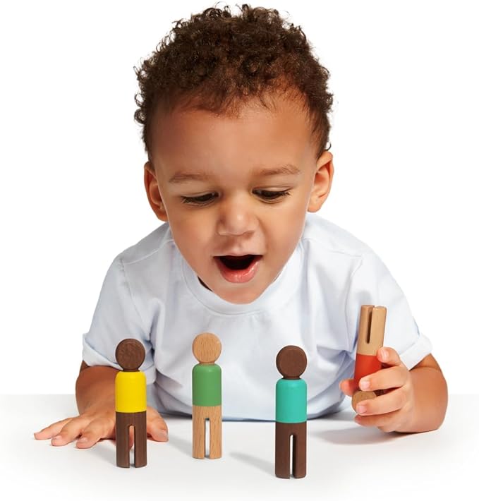 LOVEVERY | The Block Set | Solid Wood Building Blocks and Shapes + Wooden Storage Box, 70 Pieces, 18 Colors, 20+ Activities, Toddler Block Set and Converts into a Pull Car, Ages 12 to 48+ months