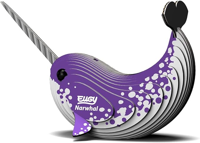 Eugy Narwhal 3D Puzzle, 23 Piece Eco-Friendly Educational Toy Puzzles for Boys, Girls & Kids Ages 6+
