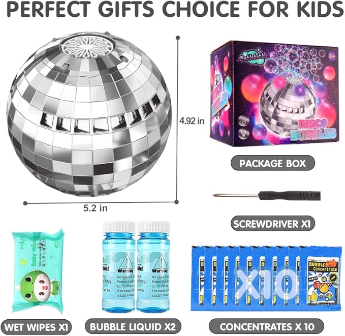 Bubble Machine Toddler Earth Bubble Machine Kids Toys for 3-8 Years Old Boys Girls, Ideal Gift for Baby Birthday Safe Summer Wedding Party Outdoor Bubble Toys