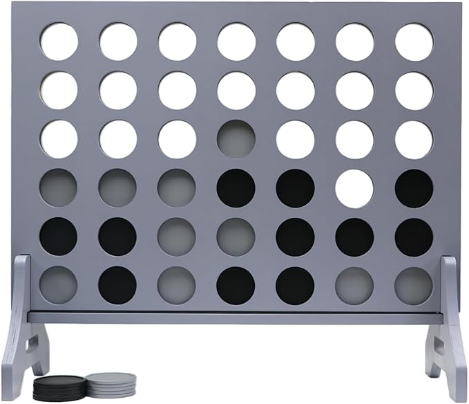 Tailgating Pros Premium Grey Giant Four in a Row with Carrying Case - Jumbo Oversized Outdoor Yard Game - Connect Multiple Pucks in a Row to Win - Many Puck Colors Available!