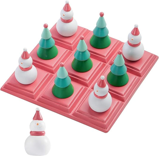 WDS WONDROUS Christmas Tic Tac Toe Game with 3D Snowman & Tree Pieces,Fun Board Game Xmas Coffee Table Decor,Indoor Holiday Decorations for Home Shelf, Table Centerpiece Decor