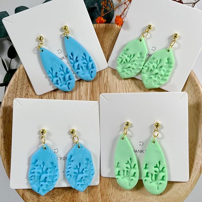 5pcs Leaf Texture Polymer Clay Cutters – Clay Cutters for Earrings, Geometric Teardrop Shape Clay Tools, Clay Molds for Polymer Clay Jewelry DIY