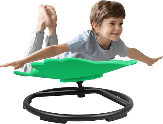 Zhenx Spinning Chair for Autistic Kids, Fish Shape Kids Sensory Swivel Chair, Sensory Spinner Seat for Toddlers with Autism & ADHD Children, Sit and Spin Training Body Coordination (Green)