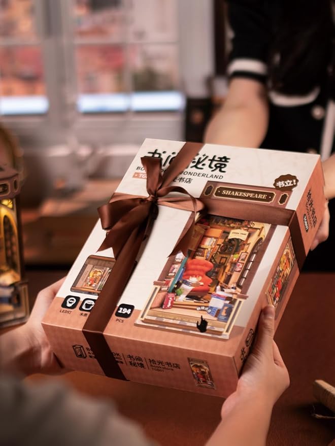 rowood Book Nook,DIY Book Nook Kits for Adults,3D Wooden Puzzle Bookend Miniature Kit,Bookshelf Insert Decor Alley,Wood Craft Hobbies for Women/Men,Birthday Bookstore