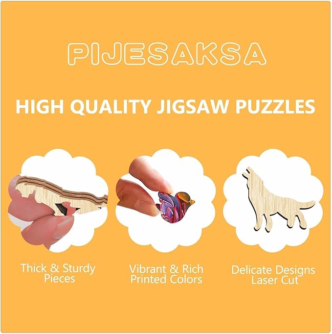 Wooden Puzzles for Adults, Bells Wood Puzzles Adult, Wooden Jigsaw Puzzles for Adults, Holiday Winter Puzzle, Unique Animal Shape, Gifts for Friends and Family (XL-17.3 * 15.5in)