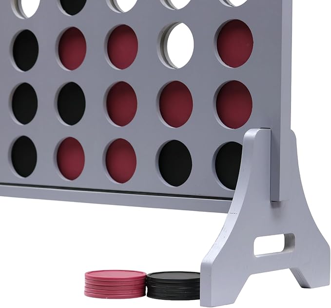 Tailgating Pros Premium Grey Giant Four in a Row with Carrying Case - Jumbo Oversized Outdoor Yard Game - Connect Multiple Pucks in a Row to Win - Many Puck Colors Available!