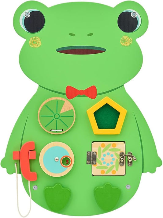 Monläurd® Wooden Frog Sensory Wall Toy, Busy Board for Toddlers, Montessori Sensory Wall Panel for Kids, Ideal for Classroom, Playroom & Daycare, Wall Activity Board
