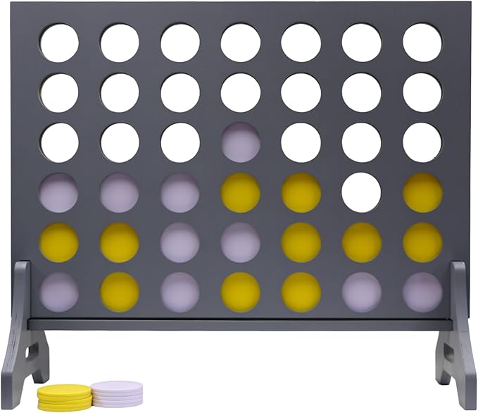Tailgating Pros Premium Grey Giant Four in a Row with Carrying Case - Jumbo Oversized Outdoor Yard Game - Connect Multiple Pucks in a Row to Win - Many Puck Colors Available!