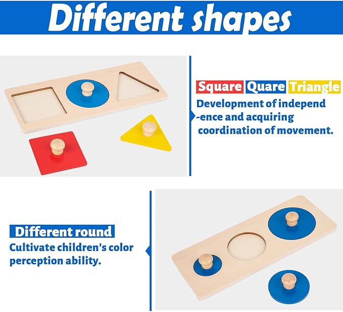 Montessori Shape Puzzle for Toddlers 1-3 - Learning Color & Shape Sorter,Baby Puzzles 12-18 Months with Jumbo Knob,Educational Toys Gifts for Boys and Girls (Multiple Shape Puzzles/Circle Puzzle)