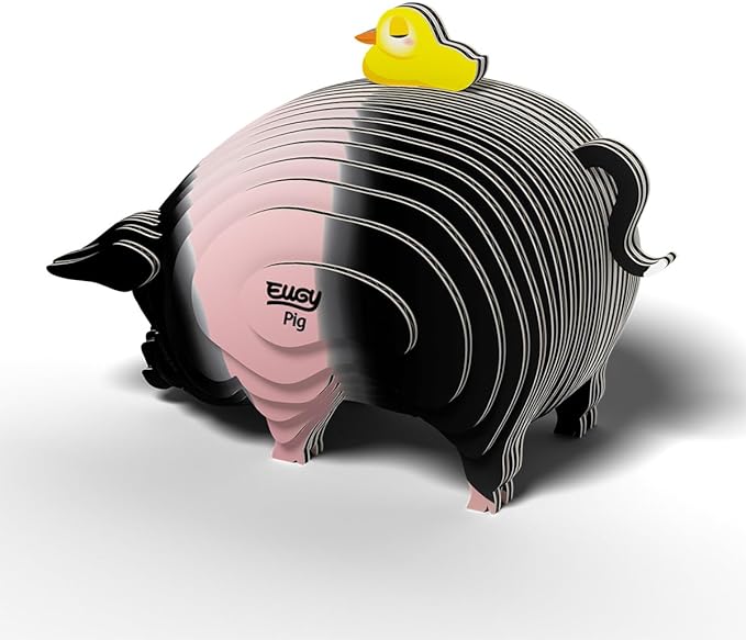 Eugy Pig 3D Puzzle - 31 Piece Eco-Friendly Educational Toy Puzzle for Boys, Girls & Kids Ages 6+