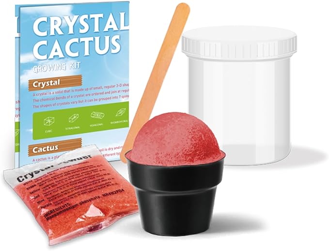 Crystal Growing Kit for Kids, Cactus-Red DIY Crystal Science Experiment Set, Grow Your Own Crystals, STEM Educational Chemistry Kit for Boys & Girls Ages 6-12, Fun Science Lab Gift for Kids