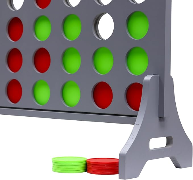 Tailgating Pros Premium Grey Giant Four in a Row with Carrying Case - Jumbo Oversized Outdoor Yard Game - Connect Multiple Pucks in a Row to Win - Many Puck Colors Available!