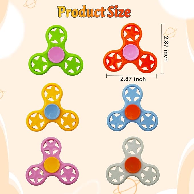 24 Pack Fidget Spinner Fidget Toys,Party Favors Supplies Birthday Gifts Goodie Bags Stuffers for Kids Adults,Sensory Toys for Anxiety ADHD Stress Relief,Carnival Treasure Box Toys Classroom Prizes