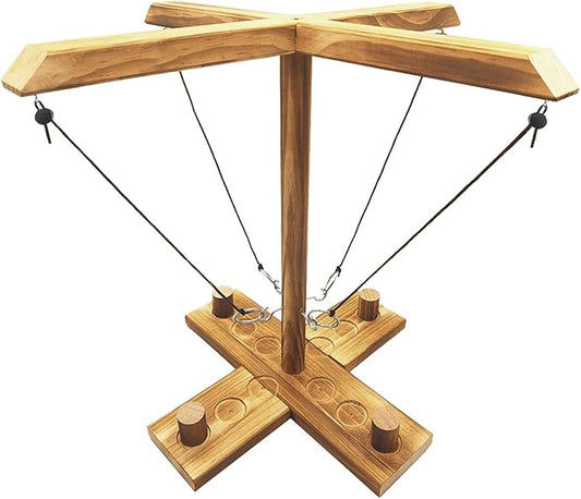Hook and Ring Game, Large Ring Toss Game for Adults, Tabletop Games, Wooden Interactive Game for Family, Party,Bar