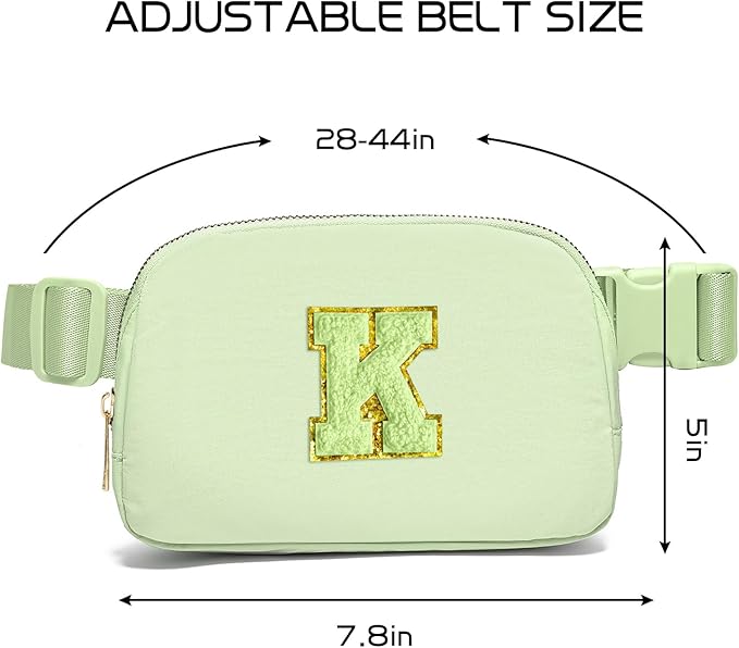 Gitus Gifts for 8 9 10 11 12 Year Old Girls Belt Bag Fanny Pack Crossbody Bags with Initial Letter Patch Cute Stuff Birthday Gifts for Teen Girls Women Personalized Trend Stuff (Light Green-K)