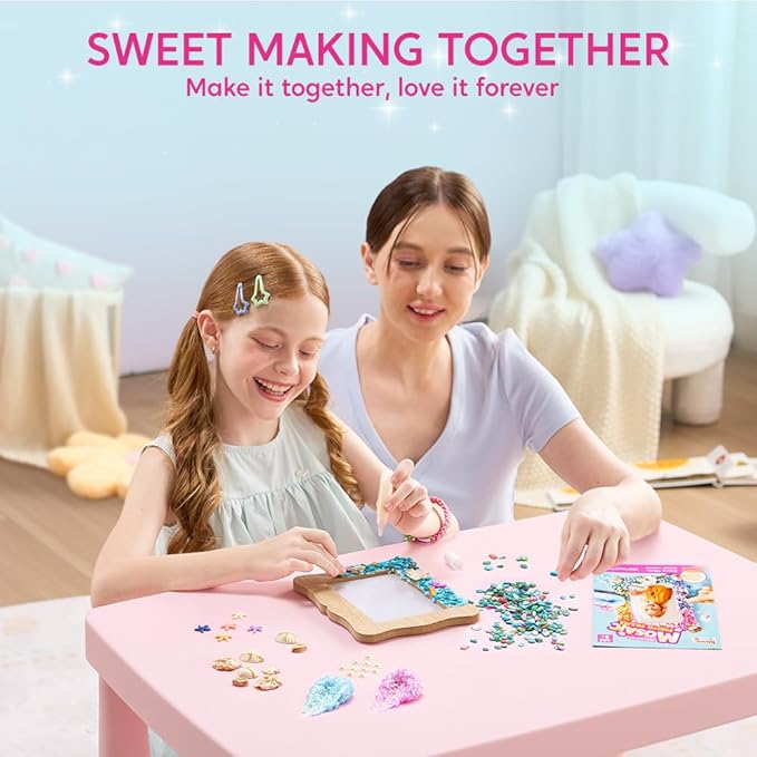 Klever Kits Mosaic Photo Frame Craft Kits, DIY Mosaic Kits for Kids 6 Years Old Girl Birthday Gift Summer Activities, Make Your Own Picture Frame Arts and Crafts for Kids
