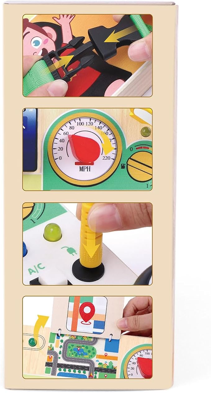 Toddler Toys Montessori Busy Board for 1+ Year Old Boys & Girls Steering Wheel Driving Simulation Toy Travel Activities for Toddlers 1 2 3 4+ Year Old Sensory Toys