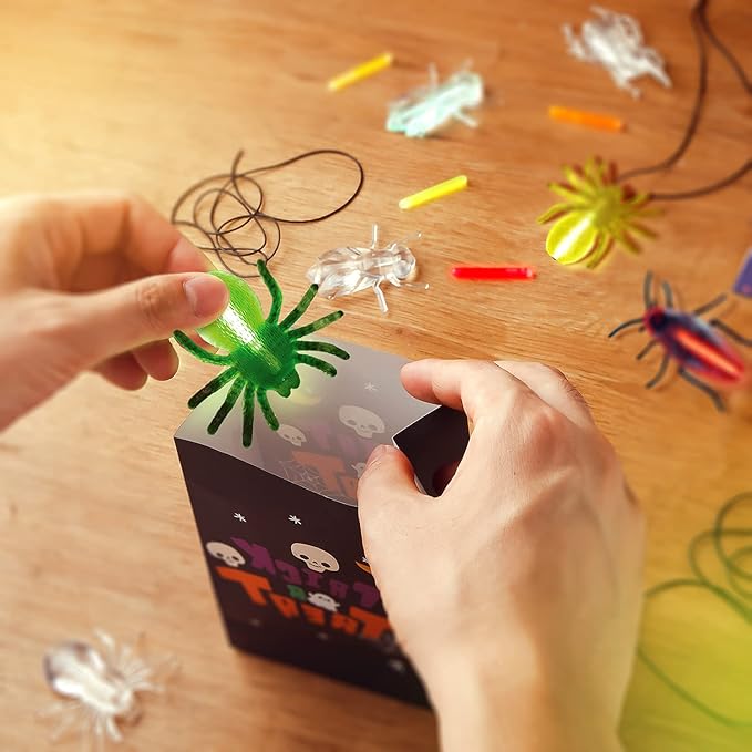 SpringFlower 60pcs Halloween Glow Critters Set for Halloween Party Favor,18 Critters Toys and 42 Glow Sticks, Glow in The Dark Party Favors, Halloween Goodie Bag Fillers, Halloween Miniatures.