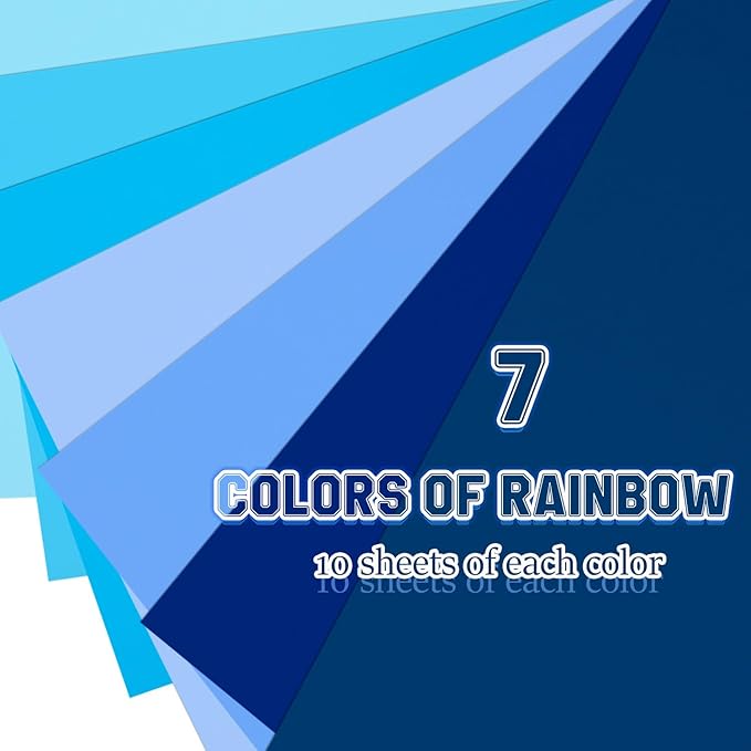 Construction Paper 8.5inx11in,70 Sheets,Set of 7 Colors 178GSM/65LB Heavyweight Construction Paper,Crafts,Arts,School Classroom Art Supplies Assorted Colors Bulk Paper
