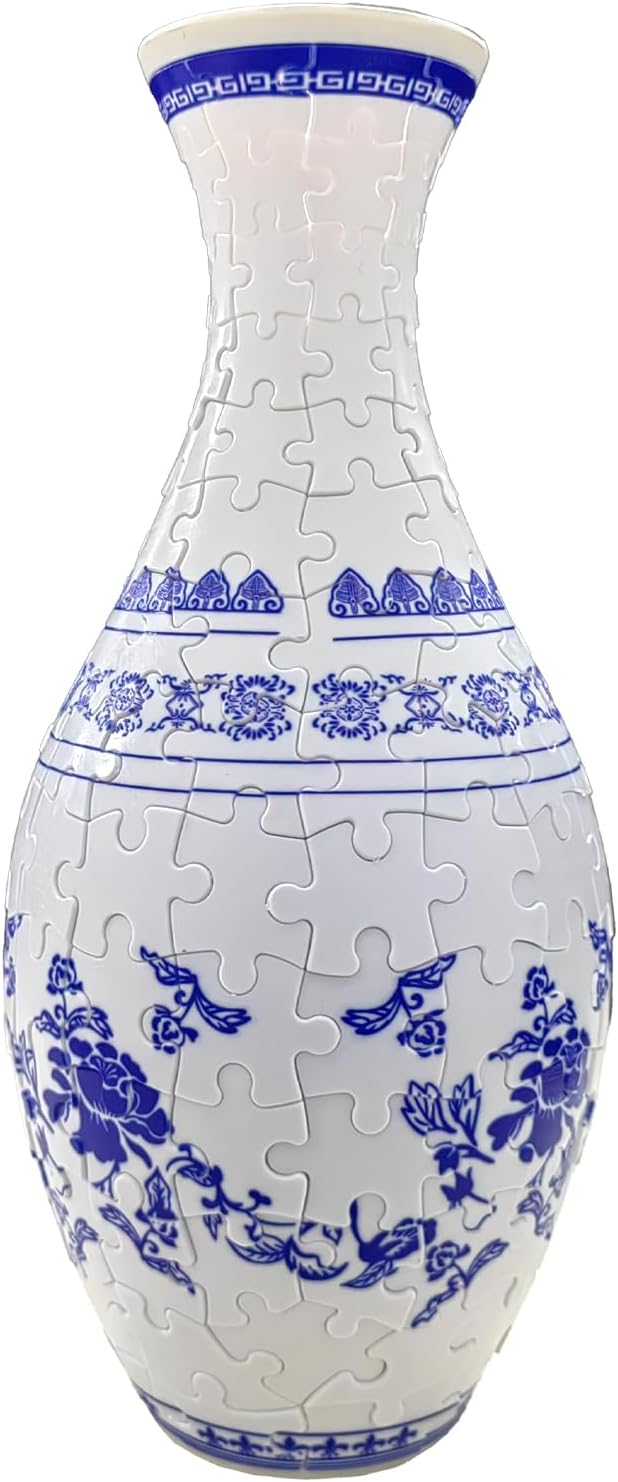 3D Puzzle Vase Unique Flower Vase for Adults Made by 160 Curved Plastic Puzzle Pieces, Piece Relax Puzzles for Adults, DIY Jigsaw Creative Gift for Parents & Housewarming