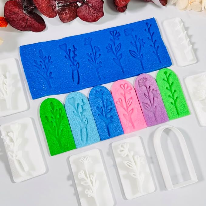 Xaekicr A1-4-9B-Handmade Jewelry Pendant Crafting Kit,Flower Plastic Molds Set, DIY Polymer Clay Printing Tools