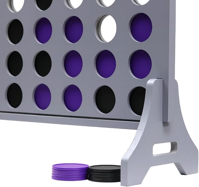 Tailgating Pros Premium Grey Giant Four in a Row with Carrying Case - Jumbo Oversized Outdoor Yard Game - Connect Multiple Pucks in a Row to Win - Many Puck Colors Available!