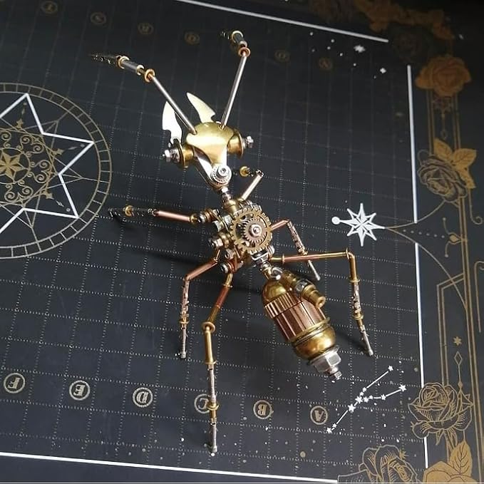 Steampunk Metal Insect Bug Mechanical Sculpture Insect Clockwork 3D Steampunk Metal Puzzle Ant Model Engineering Puzzle for Birthday Present (Ant)