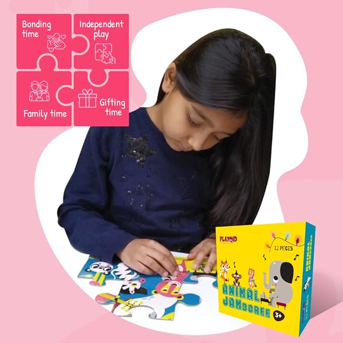 Wildlife Forest Animals Musical Instruments Jumbo Oversized Pieces Jigsaw Puzzle for Toddlers Age 2+ Kids | Children Learning Preschool Educational Toys Themed Birthday Party Favors