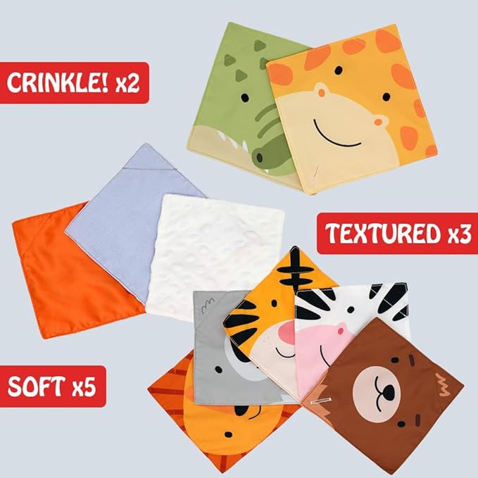 Urban Kiddy™ My First Animal Crate | Sensory Baby Tissue Toy Box, Montessori Toys for Infants & Toddlers, Imaginary Play, Colorful Crinkle Textured Pull Scarves, Educational Preschool Learning