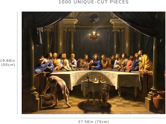 1000 Piece - Museum Jigsaw Puzzle: The Last Supper Puzzle for Adults ca. 1678 by Jean-Baptiste de Champaigne Religious Art Jesus | Christian Puzzle - Bible Puzzles for Adults