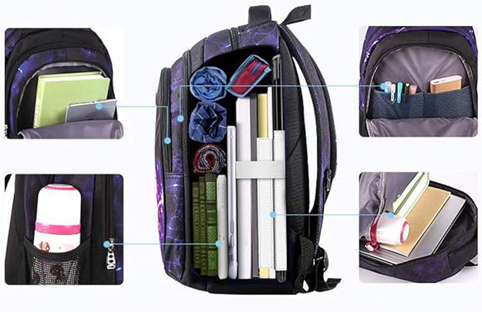 Asge Backpack for School Boys Backpacks for Kids Camo Bookbag for Middle School Bags Waterproof Travel Back Pack(Purple)