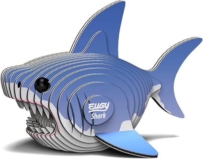 Eugy Shark 3D Puzzle, 24 Piece Eco-Friendly Educational Toy Puzzles for Boys, Girls & Kids Ages 6+