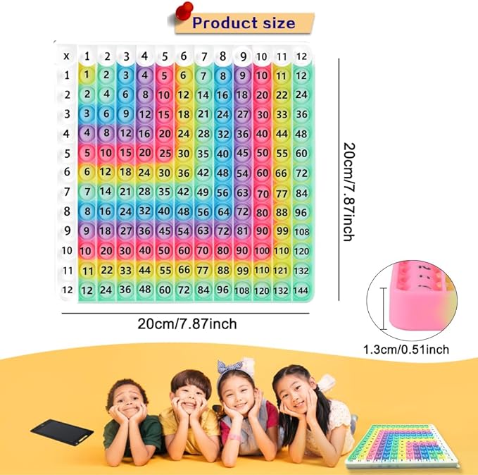 12x12 Multiplication Table Times Table Practice Multiplication Charts for Kids Flash Cards Board Game Math Fidget Toy Multiplication pop 12x12 Board Kid