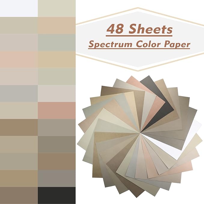 48 Sheets Earth Tones Colored Card Stock Printer Paper 120 gsm 32 lb 12x12 inch Cardstock Paper Neutral Color Scrapbook Paper for Cricut Maker