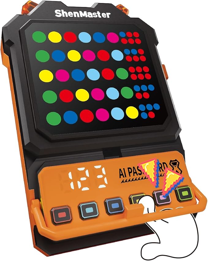 Crack The Code - Electronic Mastermind Code Breaker with Clamp, Handheld Super Decoder Puzzle for 1-8 Players, 10,000+ Logic Challenges for Kids & Adults Ages, Portable Travel Game & Gift