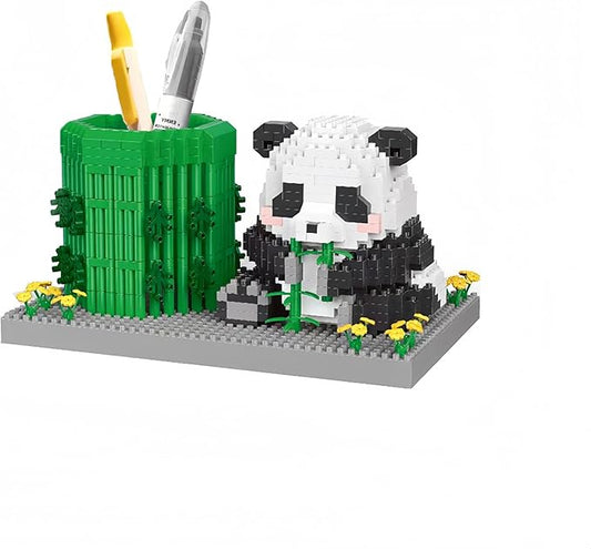 Panda Pen Holder Micro Mini Building Block Toy - Assemble Your Own, Ideal for Students' Educational Fun and Office Workers' Desk Decoration