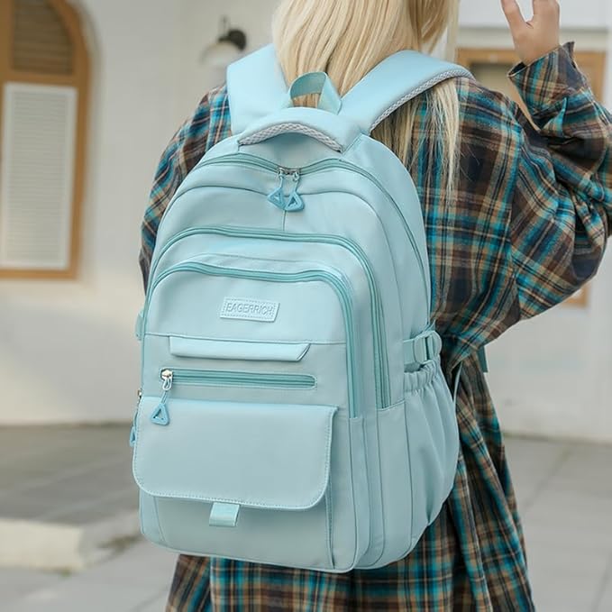 School Cute Aesthetic Backpack Girls Basckpack for Students Kids Teen Girls Large Capacity Bookbags College Backpacks Laptop Lightweight Bookbag Casual Travel Daypacks School Bag(Blue)